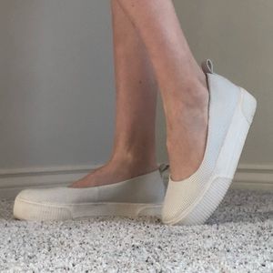 Chunky white platform flats